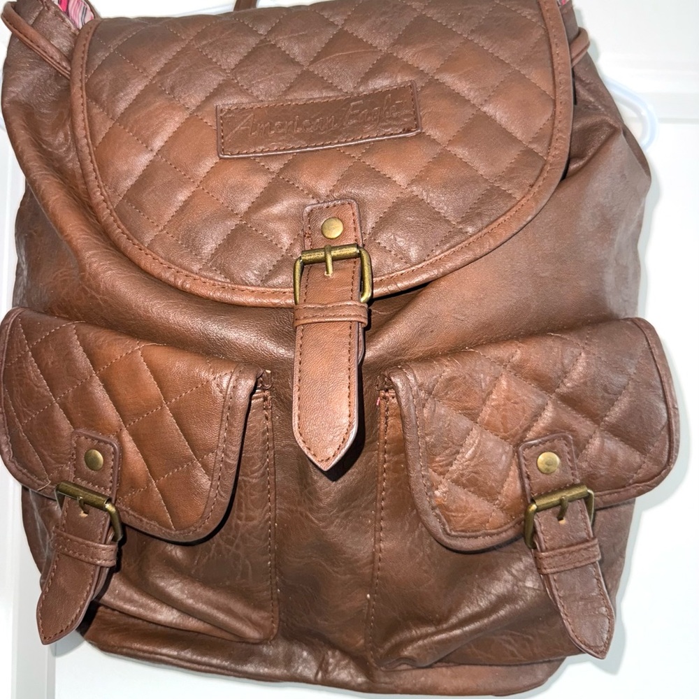 American Eagle Outfitters Brown Leather Backpack
